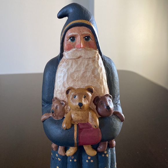 Randy Tate Blue Santa Holding Teddy Bears Figurine - Picture 2 of 9